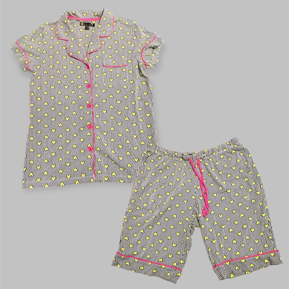 Disney Luxe Collection Pajama Set Mickey Mouse 2 Piece Shorts Womens Small PJ